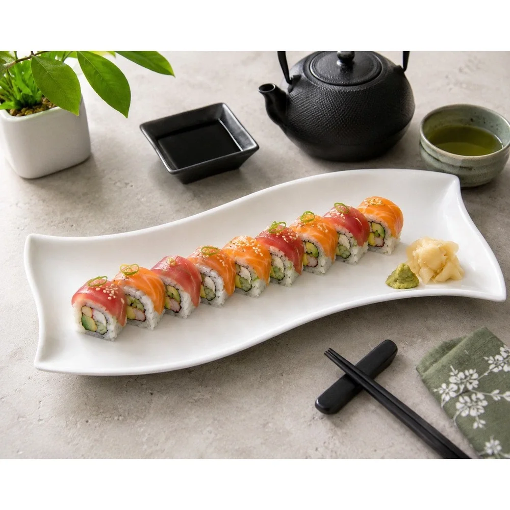 Simple Dining White Wave Serving Platter 14